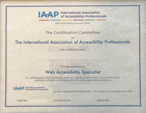 Example of an IAAP web accessibility certification