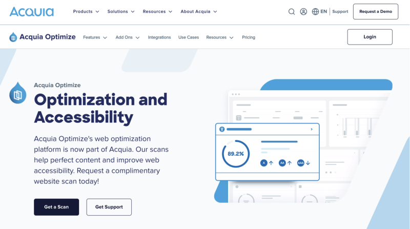 Acquia Optimize provides a comprehensive solution for managing digital accessibility, performance, and compliance