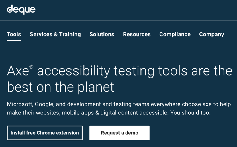 Axe is a powerful, widely-used accessibility audit tool created by Deque Systems
