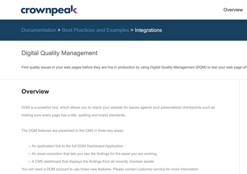 Crownpeak provides a robust accessibility solution that includes a free scan and a report on detected issues