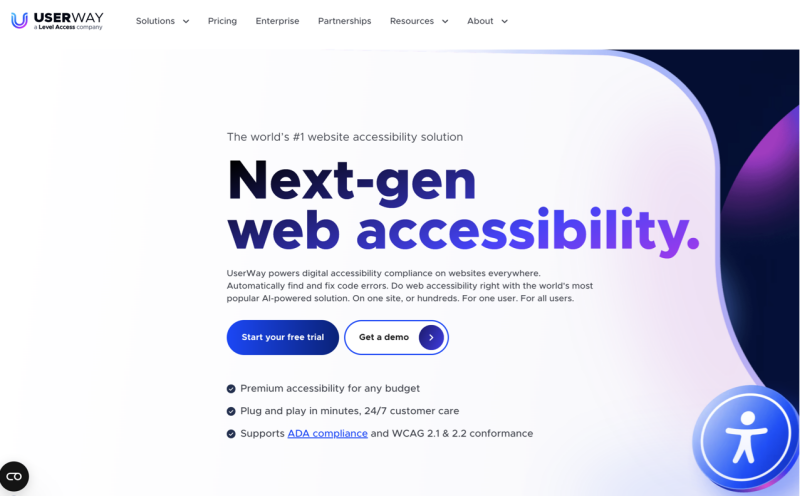 UserWay is an automated accessibility tool that can be embedded on any website
