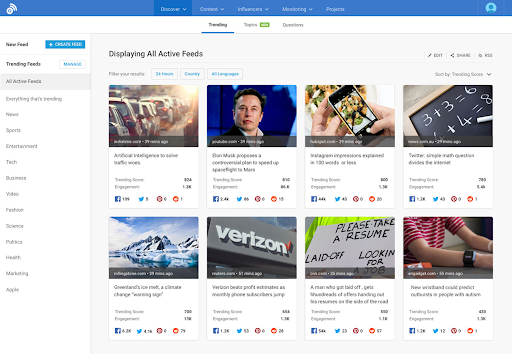 Screenshot of Buzzsumo