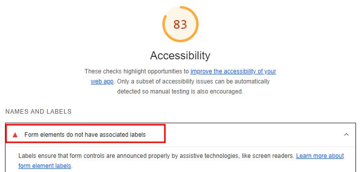 Web form is missing labels