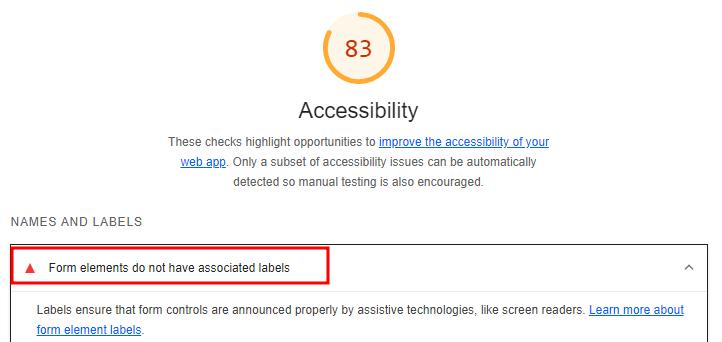 Web form is missing labels
